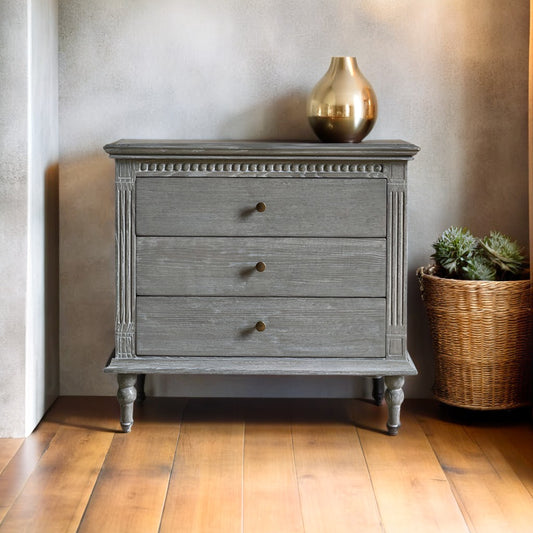 Handcrafted Wooden Grey Chest Of Drawer