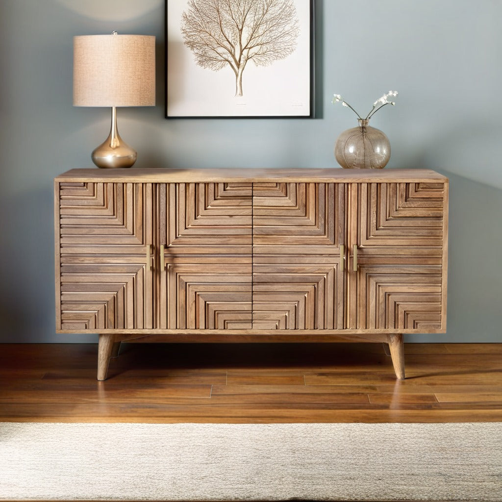 Handcrafted Four Door Wooden Sideboard