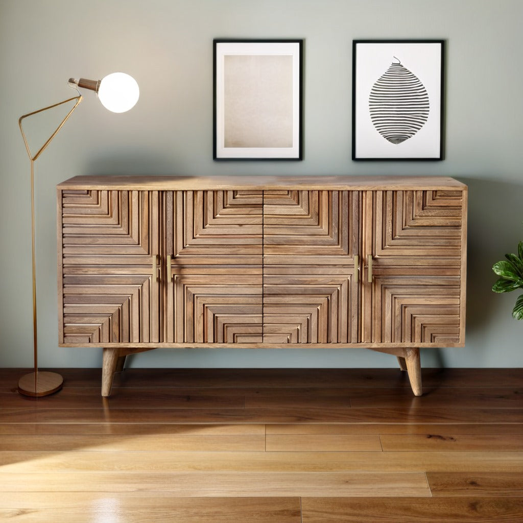 Handcrafted Four Door Wooden Sideboard