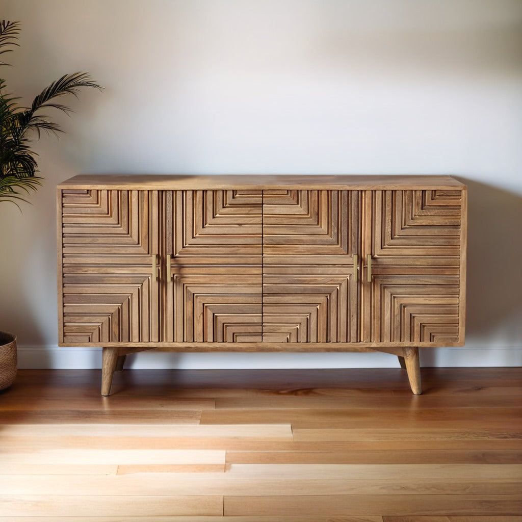 Handcrafted Four Door Wooden Sideboard