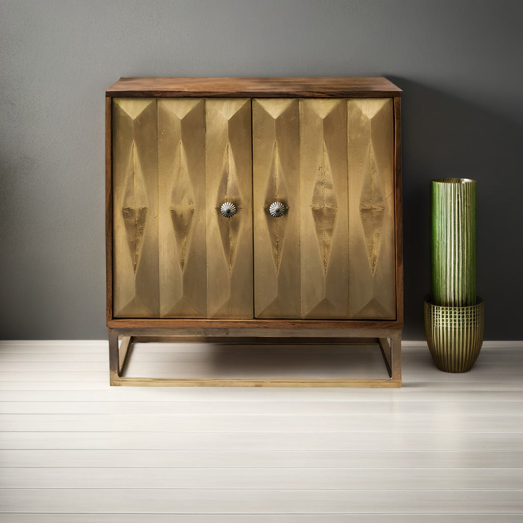 Handmade Wooden & Brass Cabinet