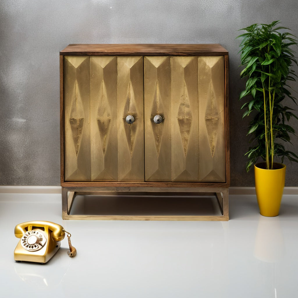 Handmade Wooden & Brass Cabinet