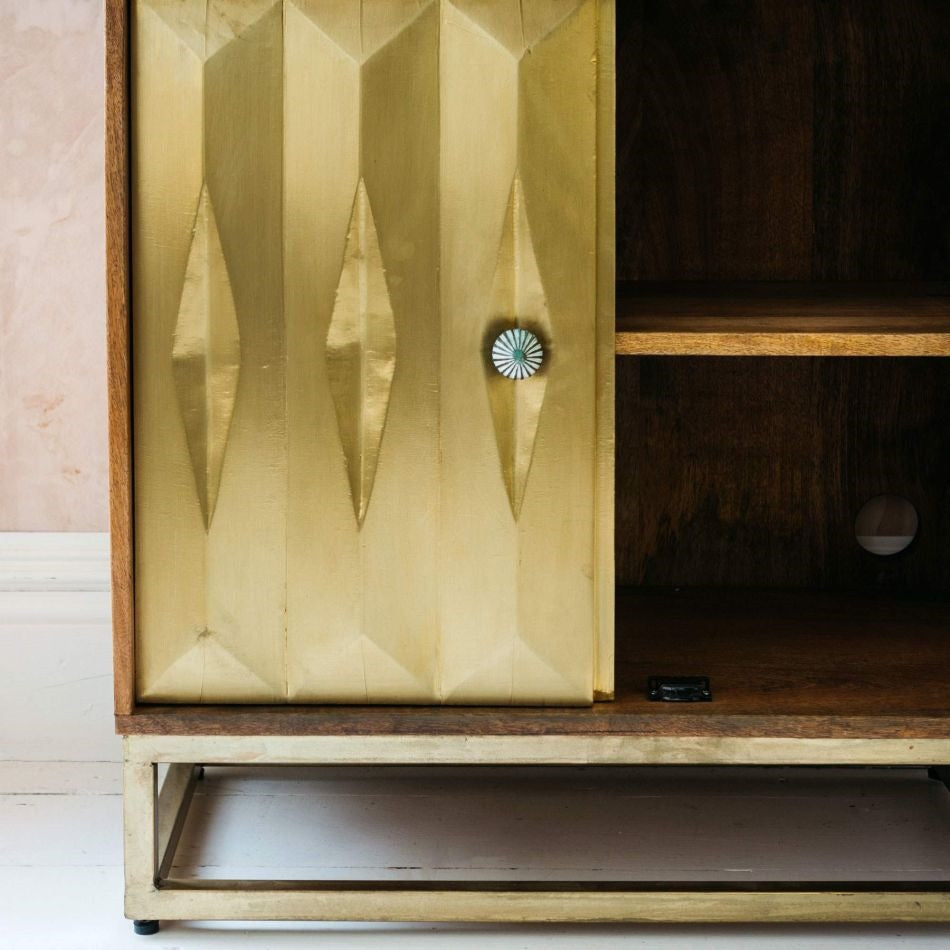 Handmade Wooden & Brass Cabinet