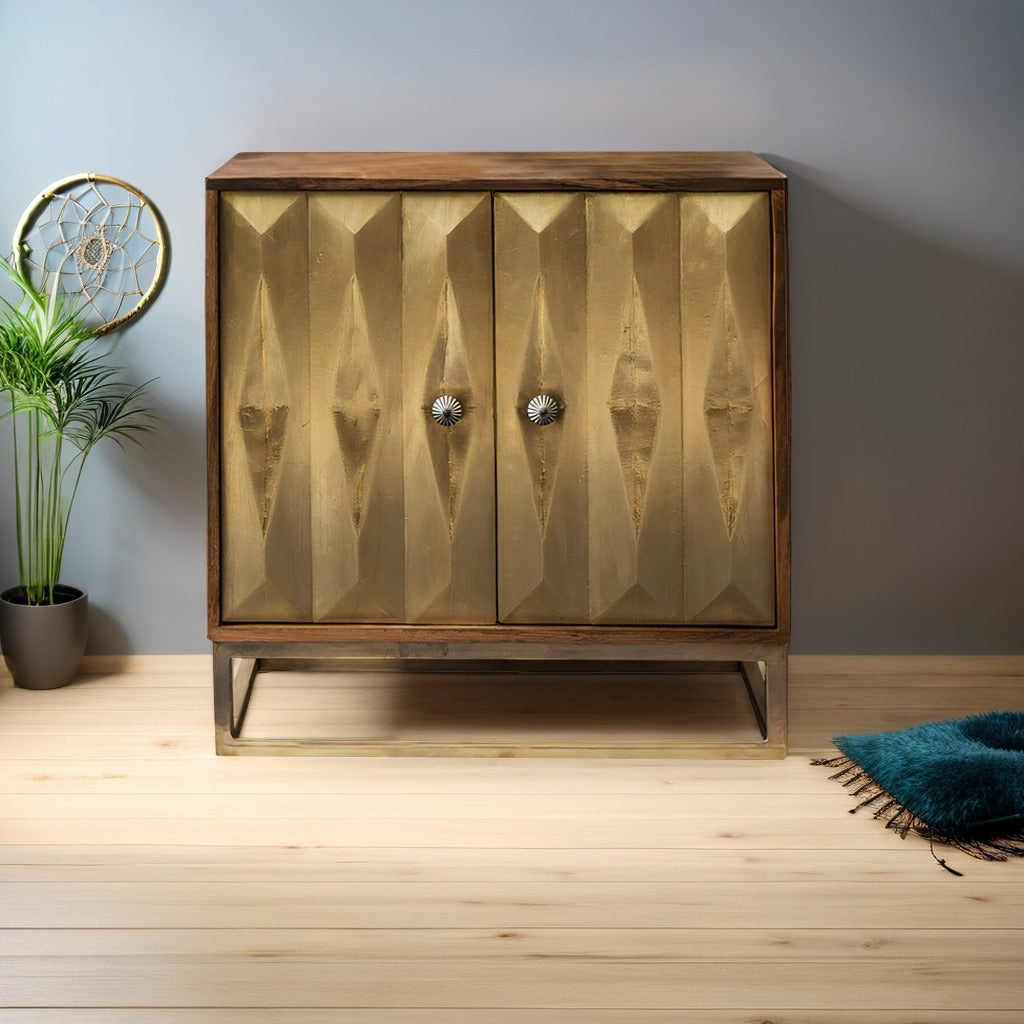 Handmade Wooden & Brass Cabinet