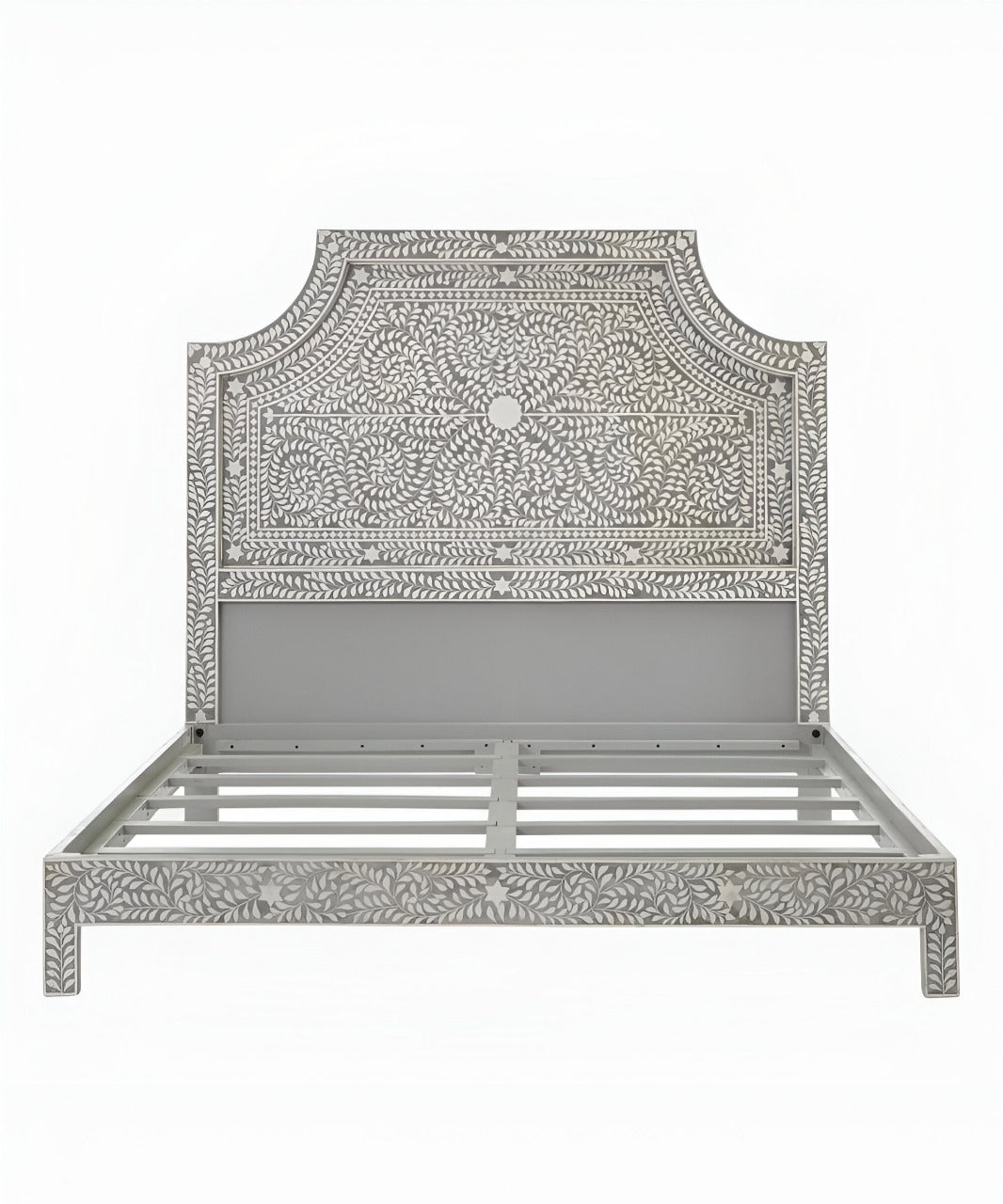 Handmade Bone Inlay Bed Frame with Bed Head For Bedroom