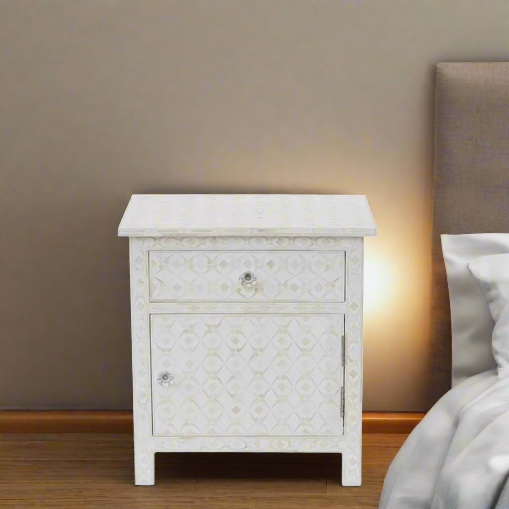 Handmade Customized Bone Inlay Bedside Table