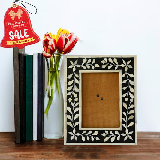 Handmade Customized Bone Inlay Floral Pattern Photo Frame