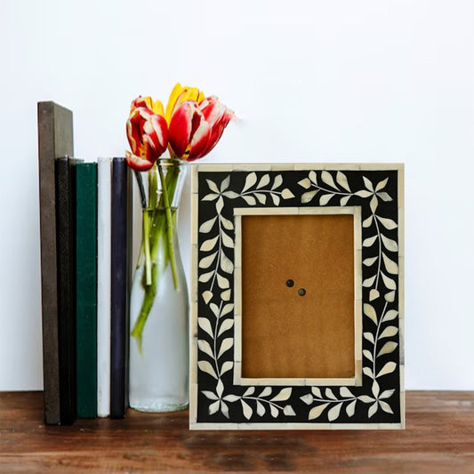 Handmade Customized Bone Inlay Floral Pattern Photo Frame