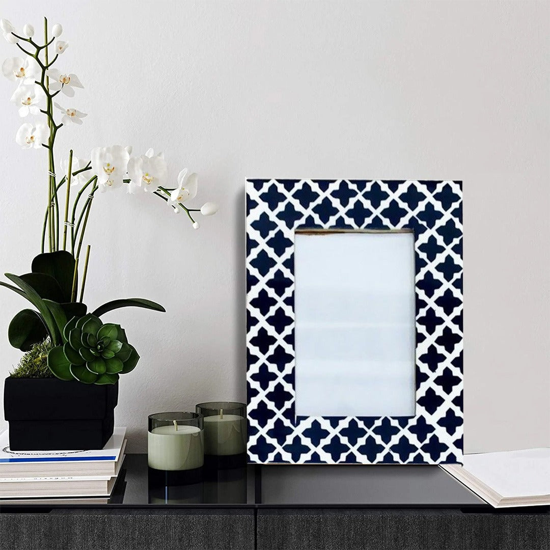 Handmade Customized Bone Inlay Geometric Pattern Photo Frame