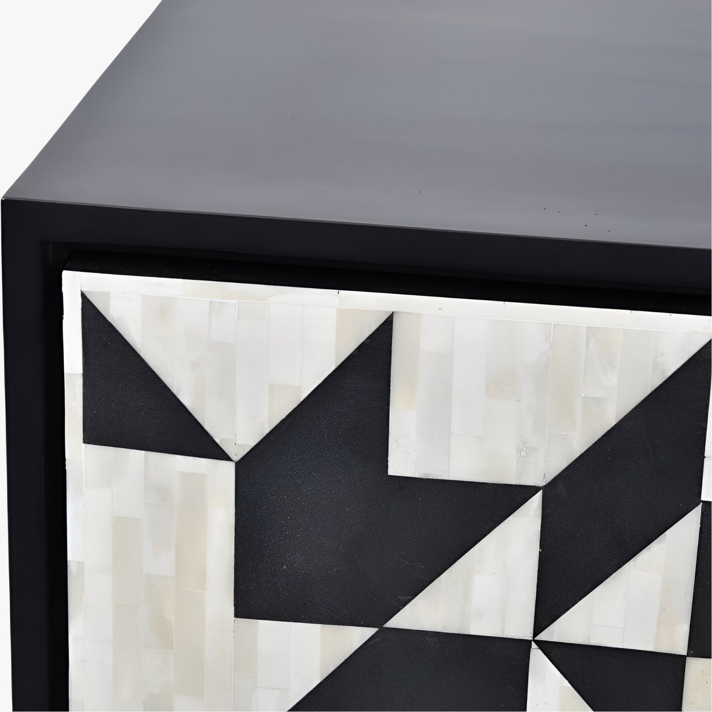 Beautifull Handmade Bone Inlay Geometric 4 Door Chest Of Drawers (Black)