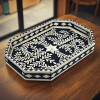 Handmade Customized Bone Inlay Rectangular Serving Tray