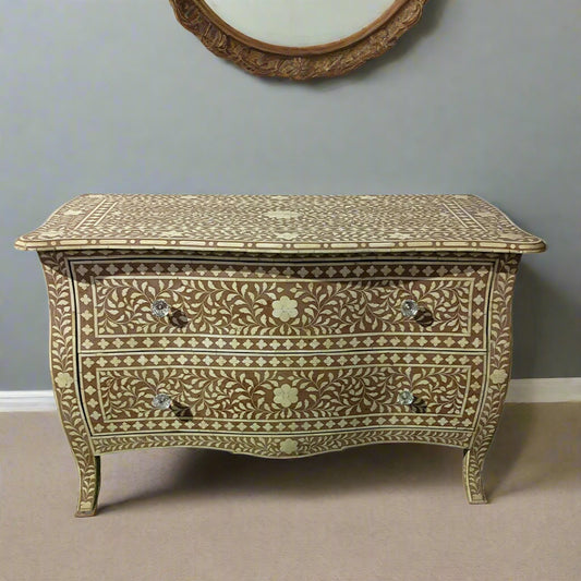 Bone Inlay Chest of 2 Drawers