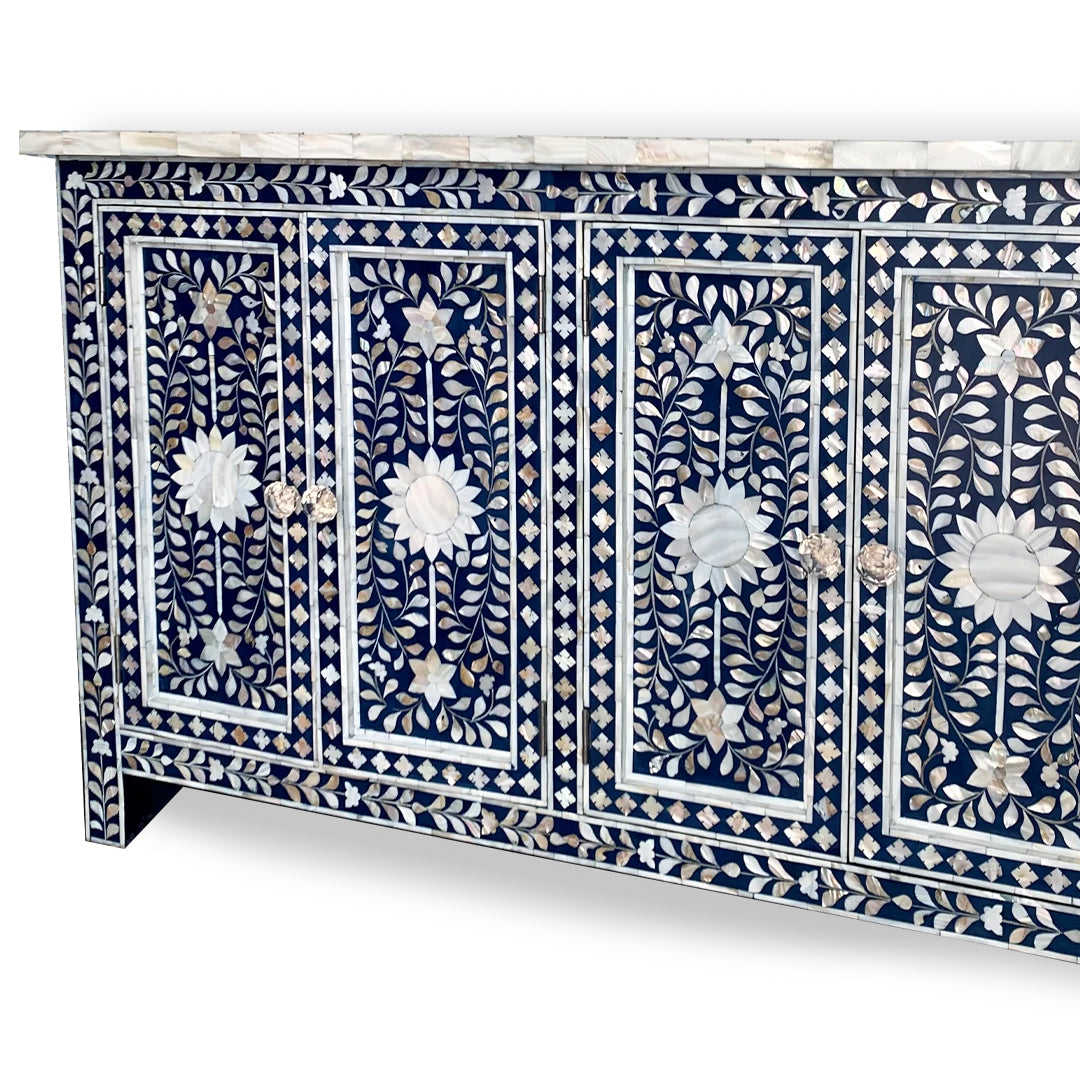MOTHER OF PEARL CHEST OF DRAWER/ SIDEBOARD - FLORAL( Indigo)