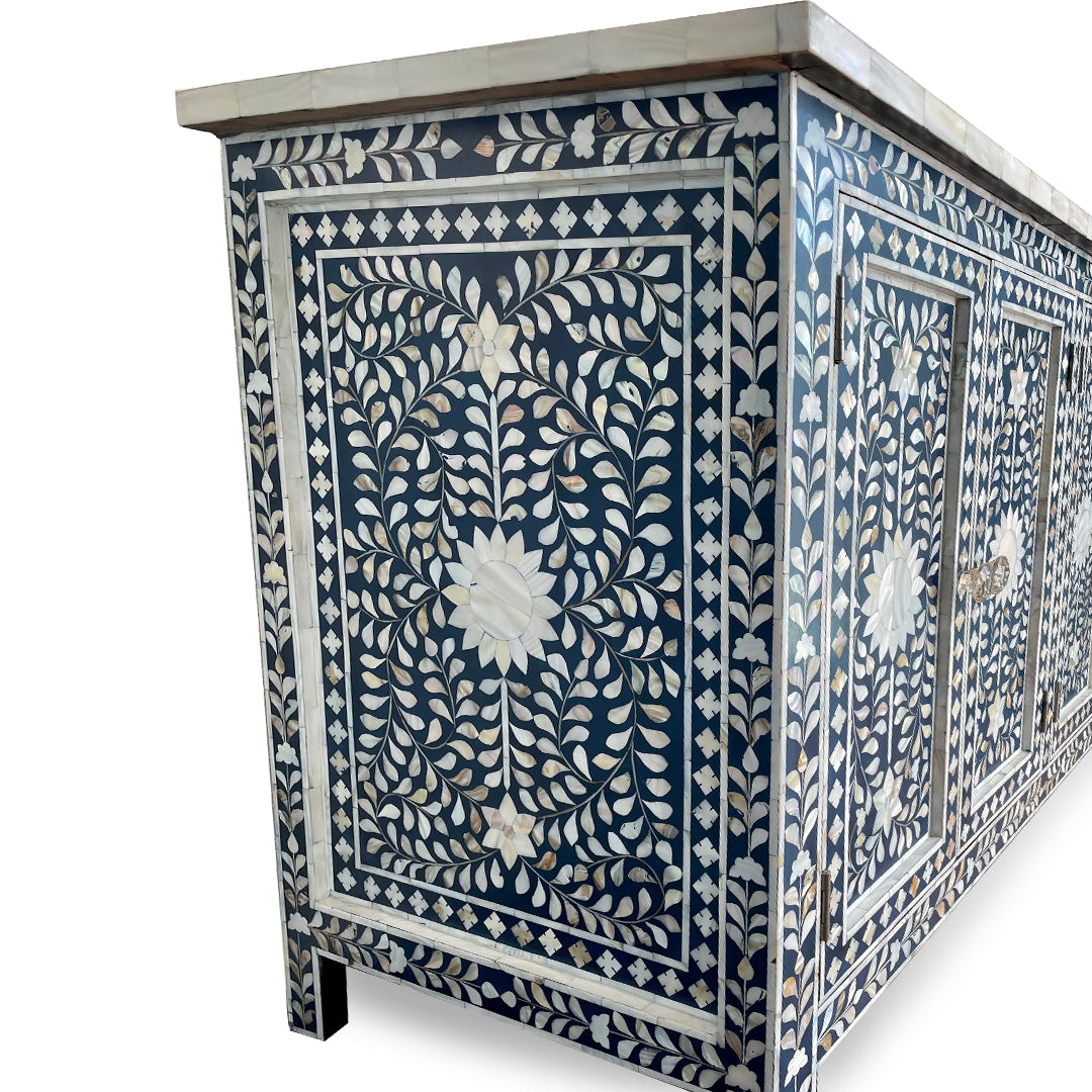 MOTHER OF PEARL CHEST OF DRAWER/ SIDEBOARD - FLORAL( Indigo)