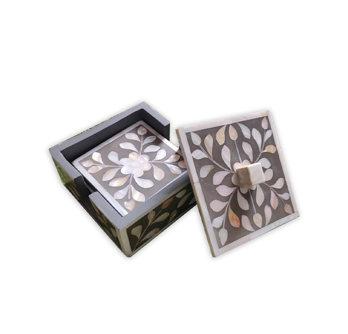 Beautifully Hand Crafted Mother Of Pearl Coaster Set Ready to Ship Perfect gift for loved ones