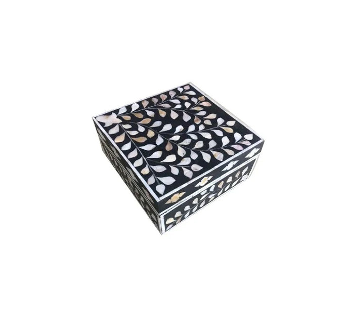 Black mother of pearl vintage personalized jewelry box for women