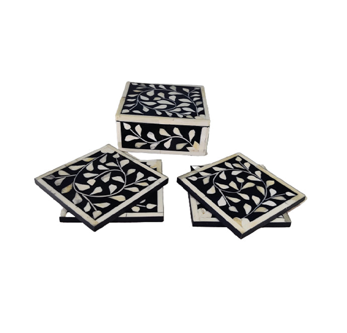 Beautifully Hand Crafted bone inlay Coaster Set Perfect gift for loved ones