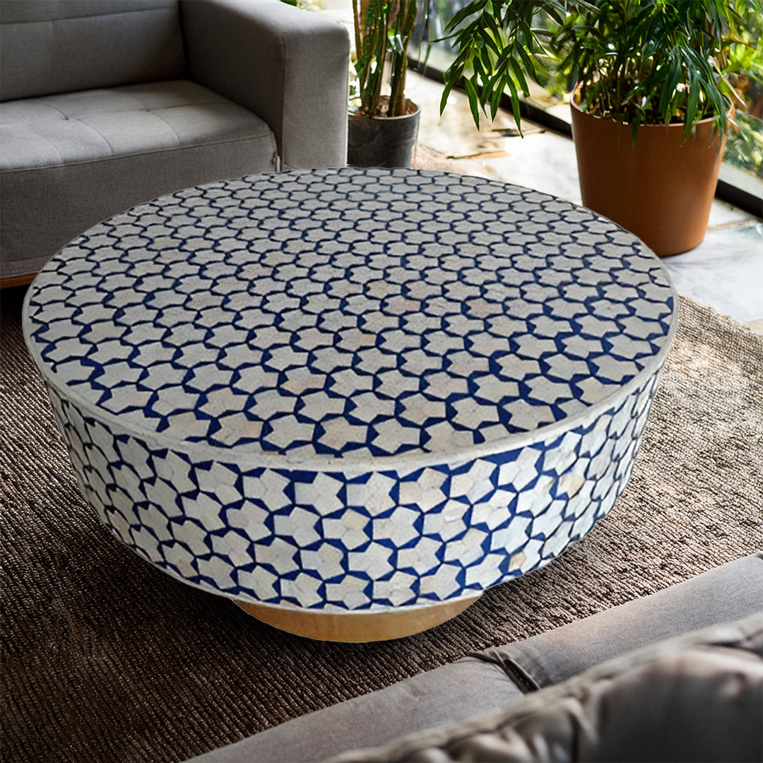 Handmade Customized Mother of Pearl Round Coffee table