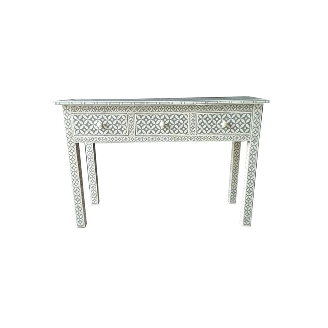 Handmade Grey Mother of Pearl Star Eye pattern Antique Handmade Vintage console table for living room