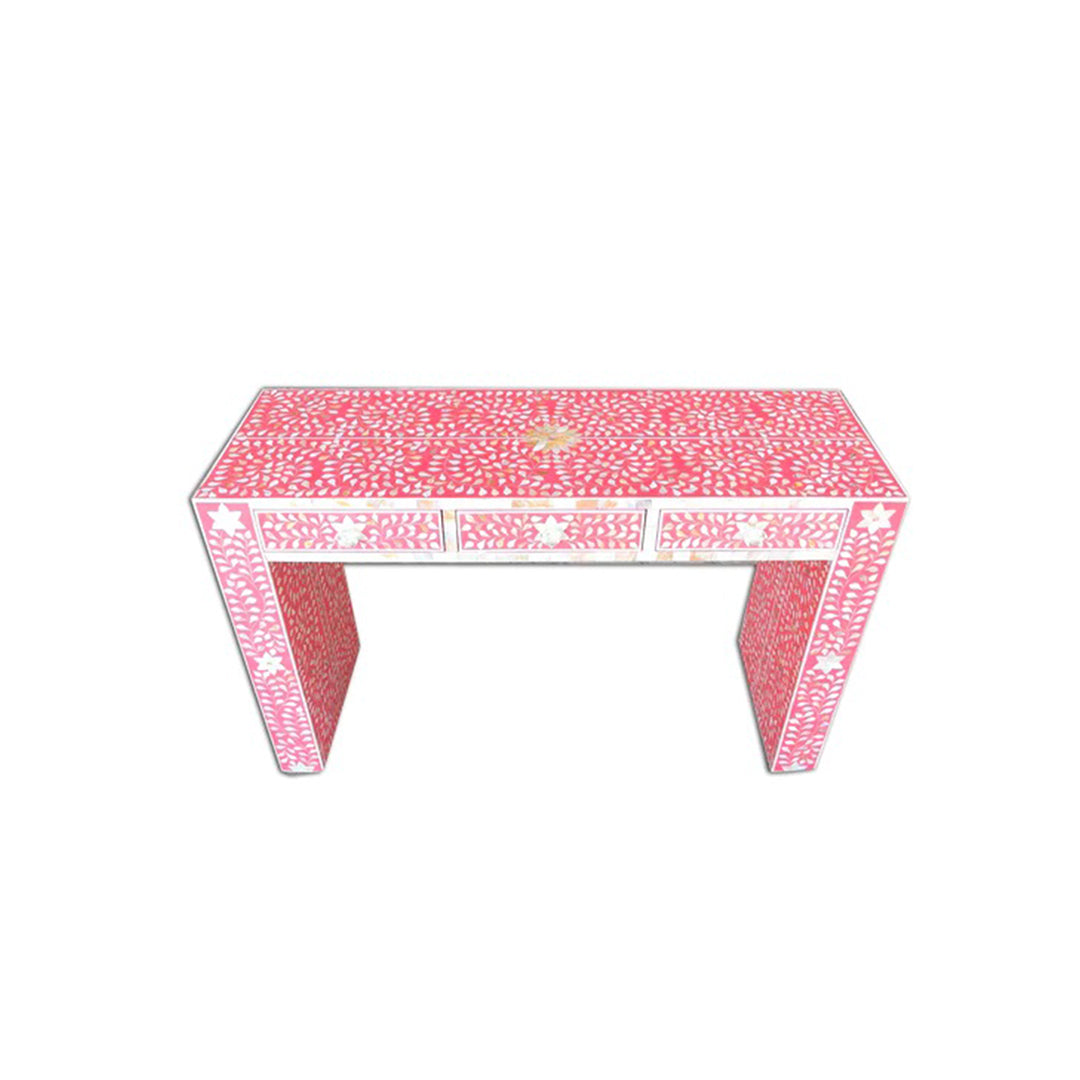 Handmade Pink Mother of Pearl handmade Vintage Antique Console Table