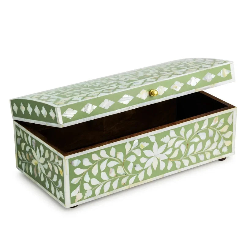 Handcrafted Mother of Pearl Inlay Decorative Jewelry Box Floral patterns