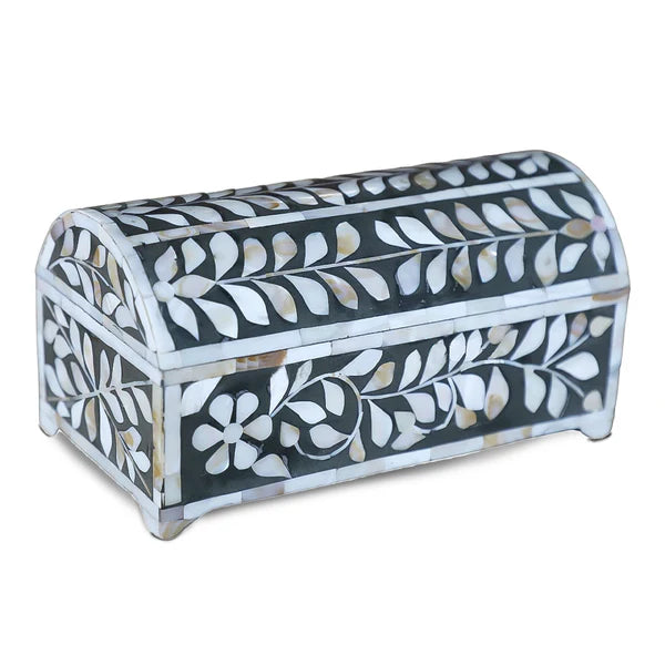 Beautiful Handmade Mother Of Pearl Jewelry Box- Floral