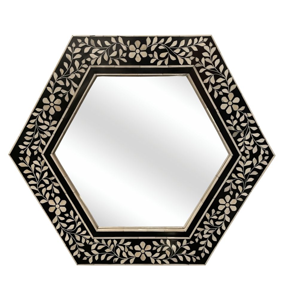 Handmade Customized Bone Inlay Hexagonal  Mirror Frame