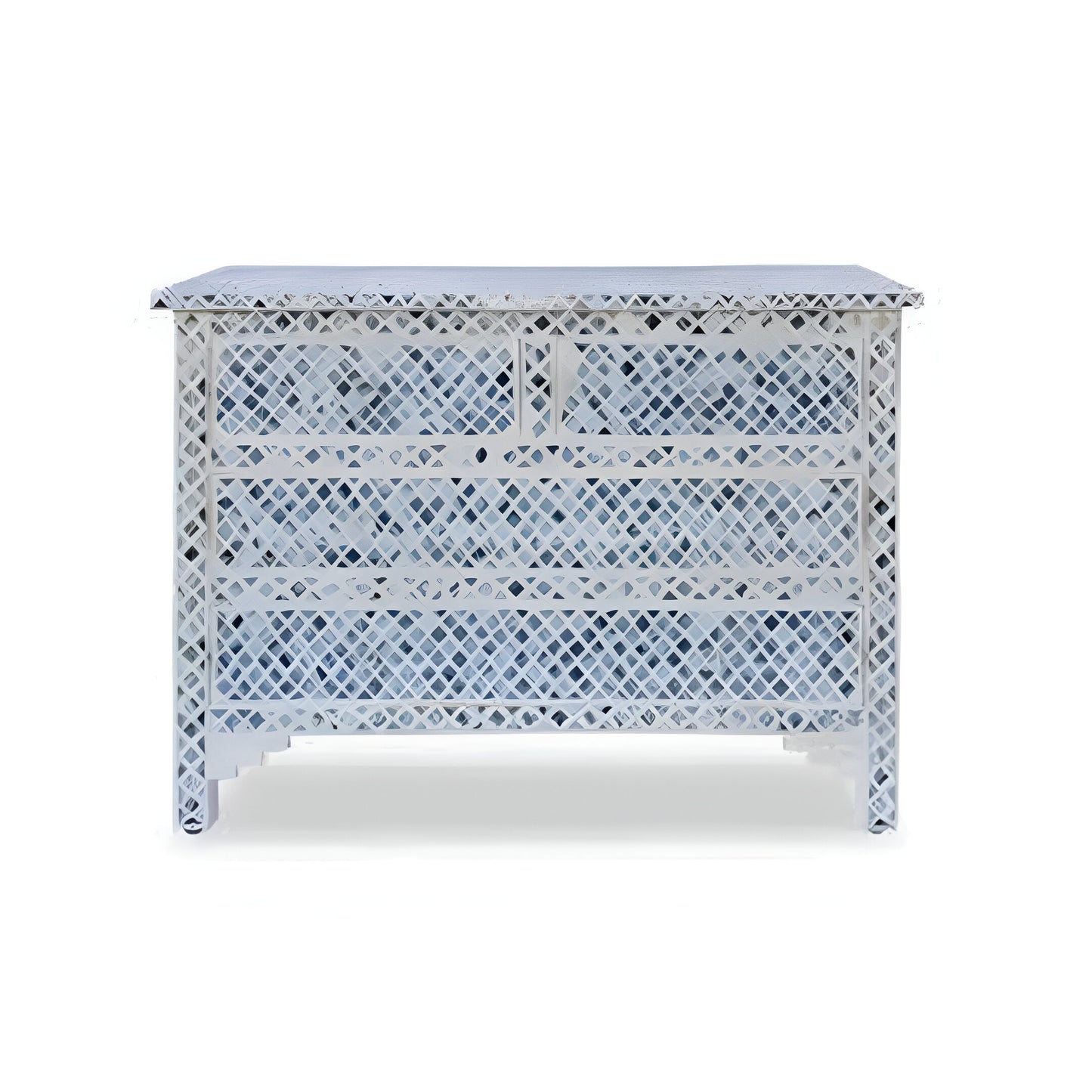 Bone Inlay Chest Of 4 Drawers , Marrakech Pattern In blue