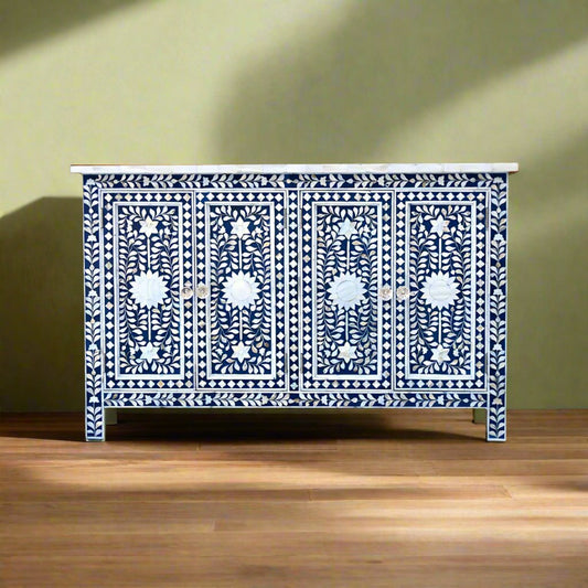 MOTHER OF PEARL CHEST OF DRAWER/ SIDEBOARD - FLORAL( Indigo)