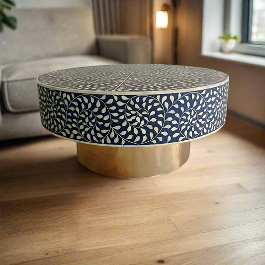 Handmade Customized Bone Inlay Round Coffee table