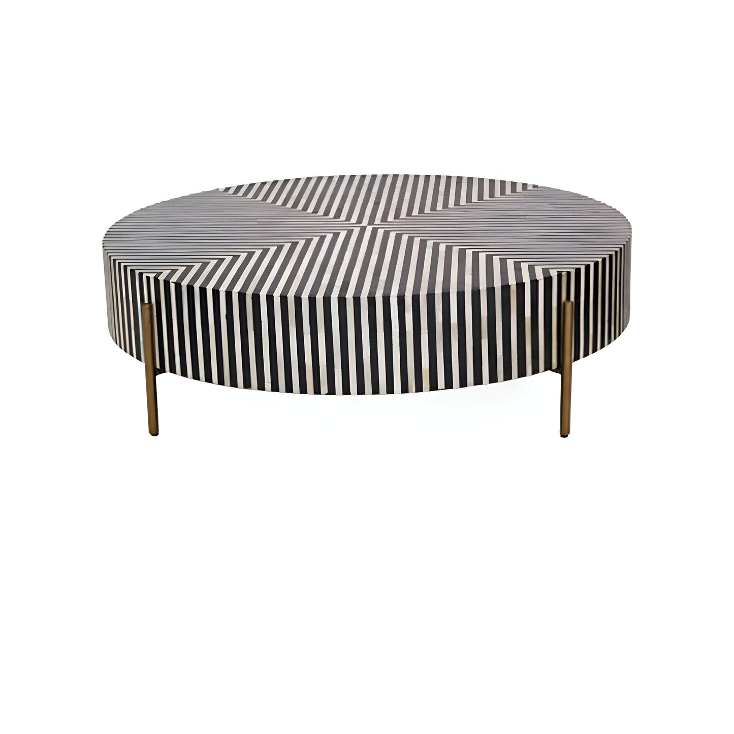 Bone Inlay Stripes Pattern Coffee Table