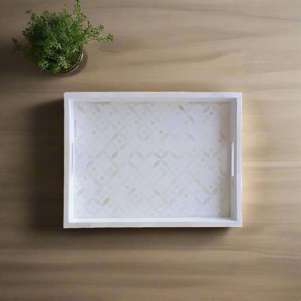 Handmade Customized Bone Inlay Serving Tray Best For Home Decor