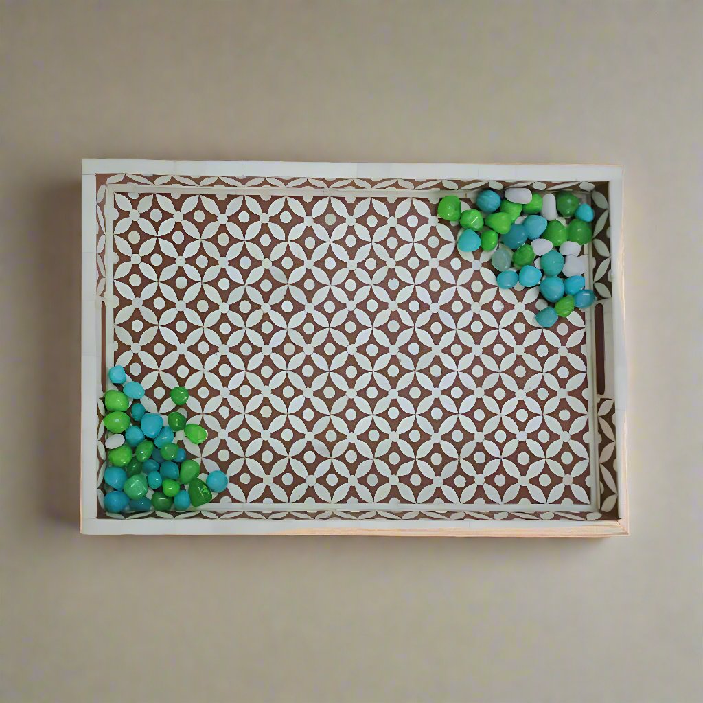 Handmade Customized Bone Inlay Serving Tray