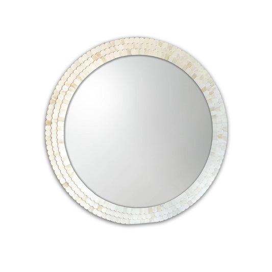 Handmade Scallop Bone Inlay Round Mirror Frame