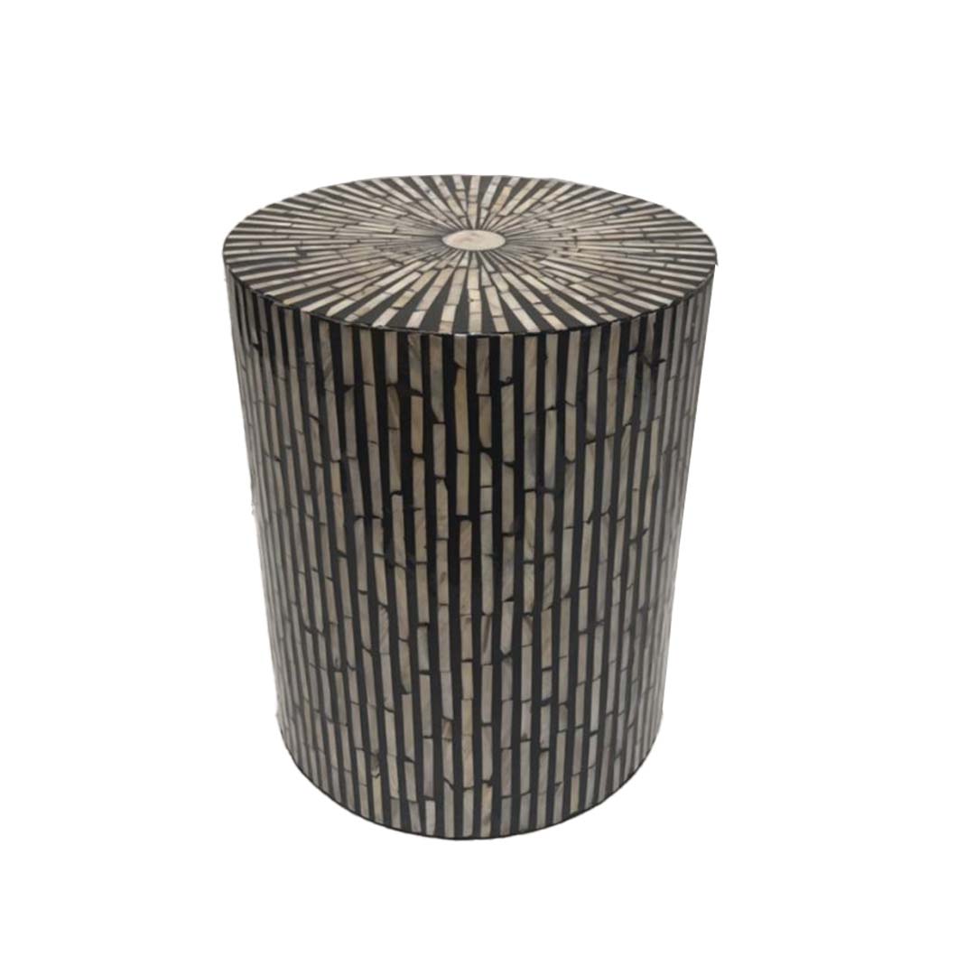 Handmade Mother of Pearl Stool- Strip/ Round