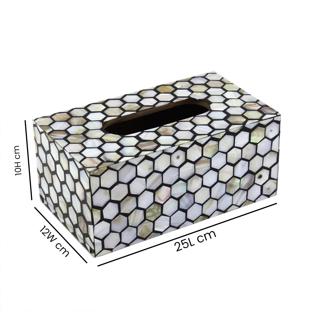 Handmade Mother of Pearl Tissue Box- Honeycomb