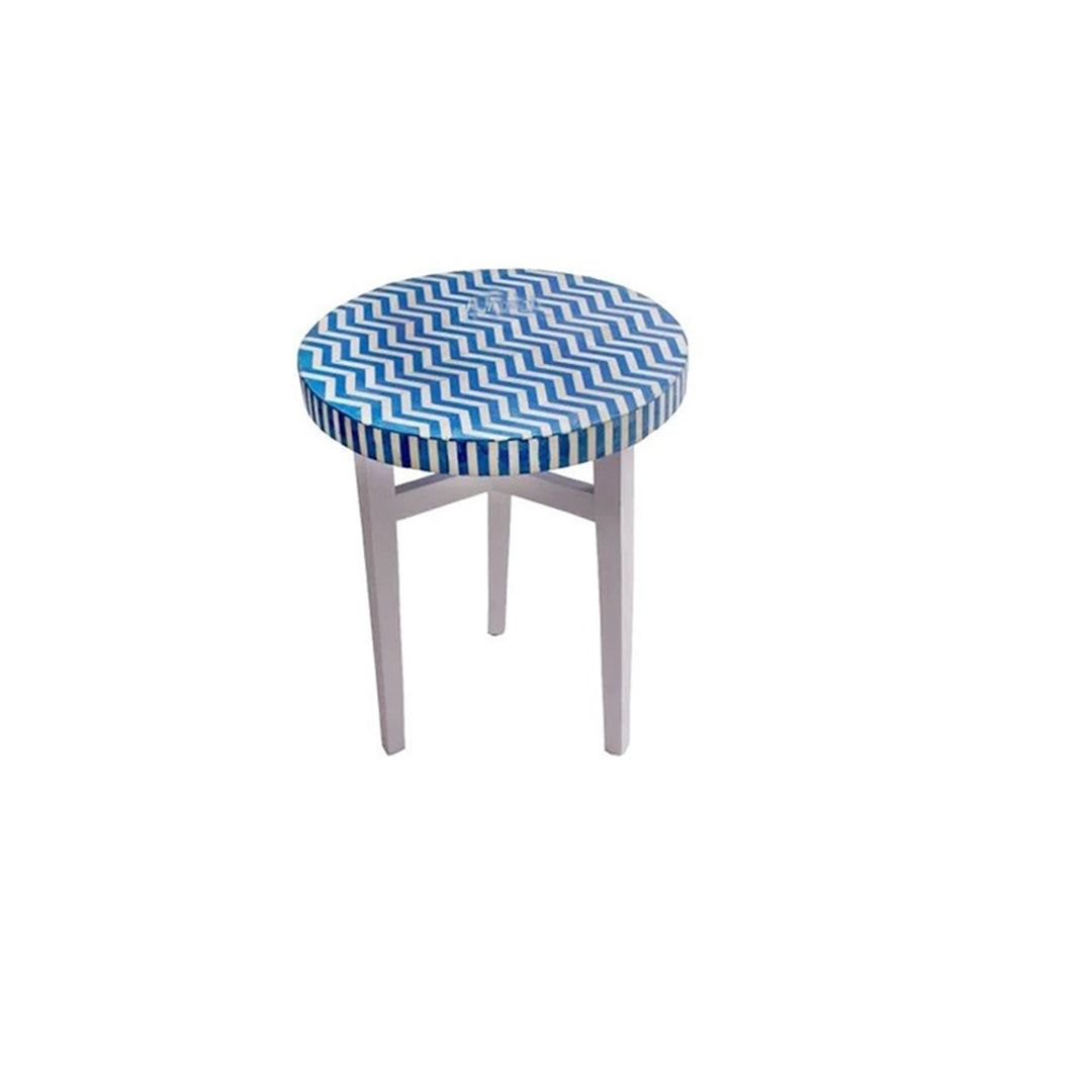 Bone Inlay Coffee Table Geometric Blue, Bone Inlay Centre Table, Bone Inlay Furniture