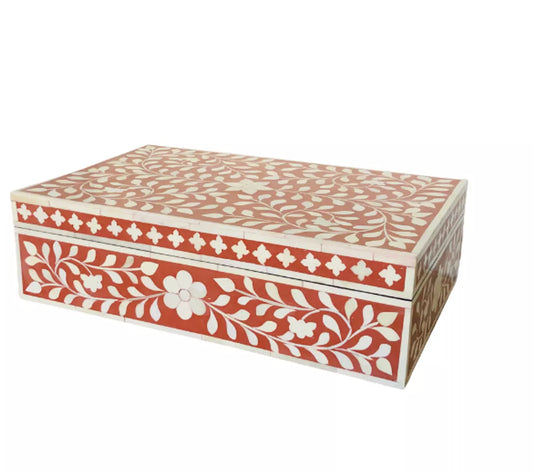 Bone inlay vintage personalized box for women - Pink