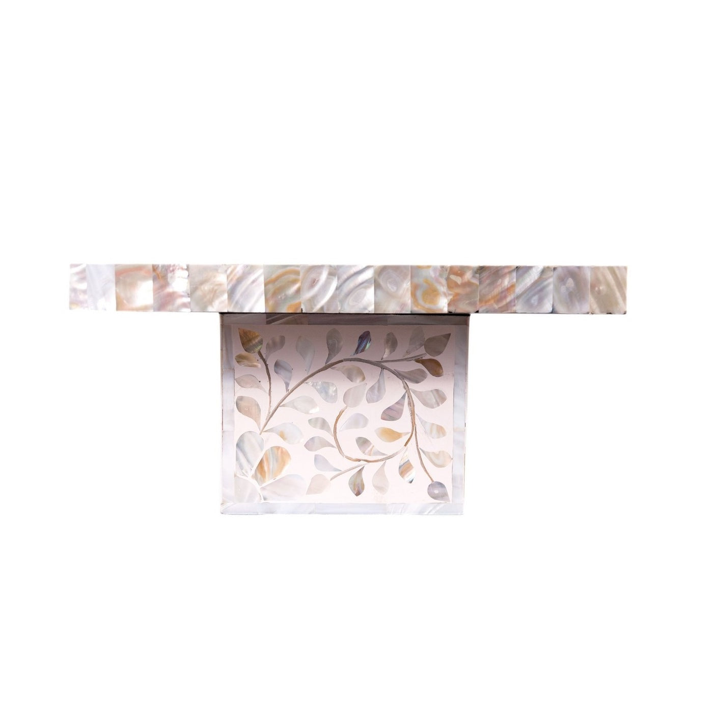 Handmade Customized Mother of Pearl Floral Pattern Rectangular Cake Stand