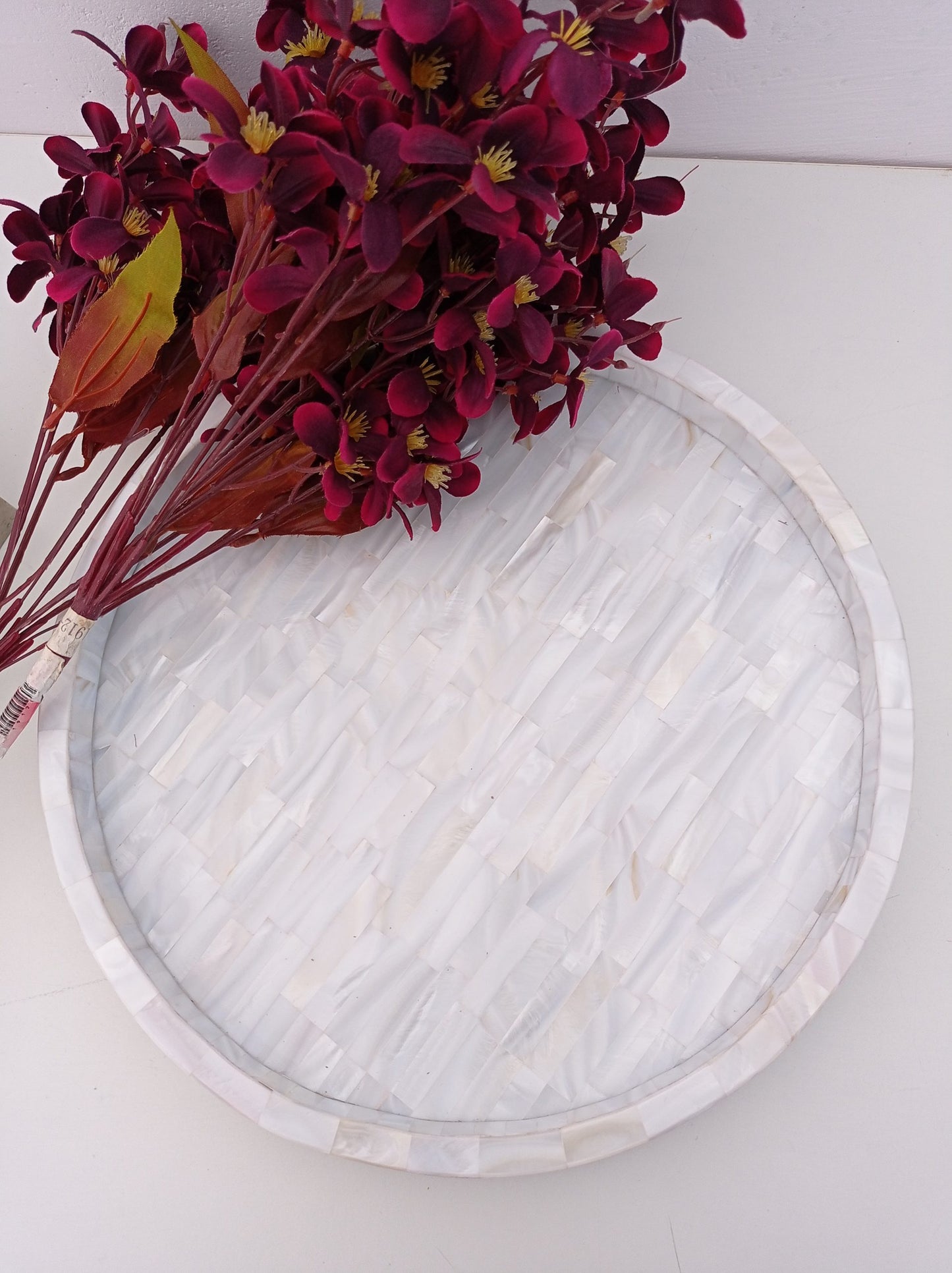 Handmade Customized Mother of Pearl Round Serving Tray