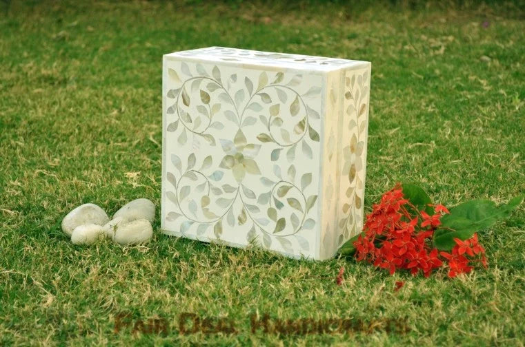 White mother of pearl vintage personalized jewelry box for women