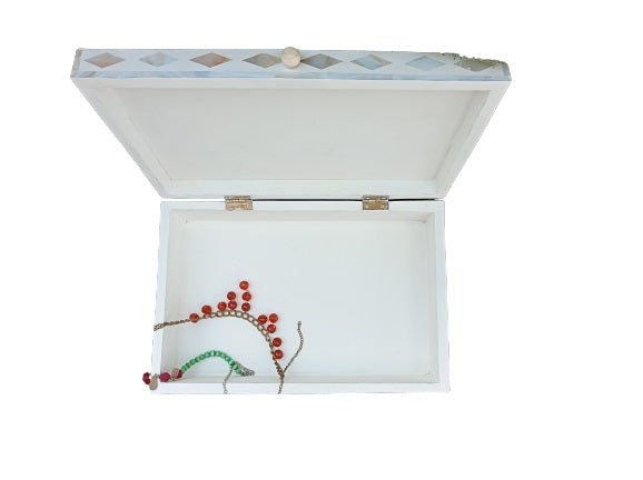Handmade Customized Mother of Pearl Floral Pattern Jewelry Box